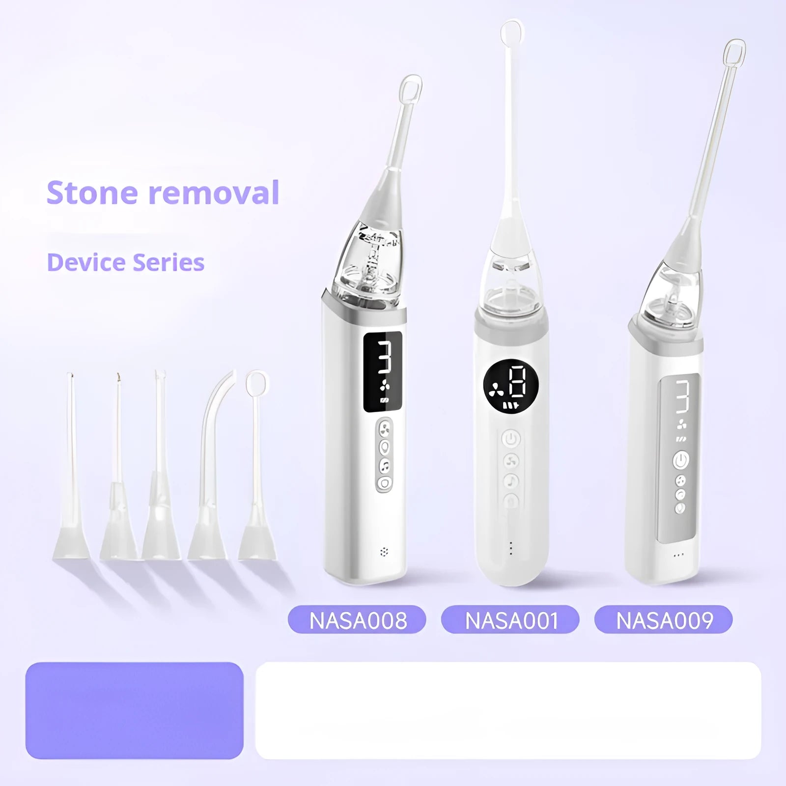 Milky white tonsil stone removal tool with curved extraction tip for oral hygiene and dental stone management