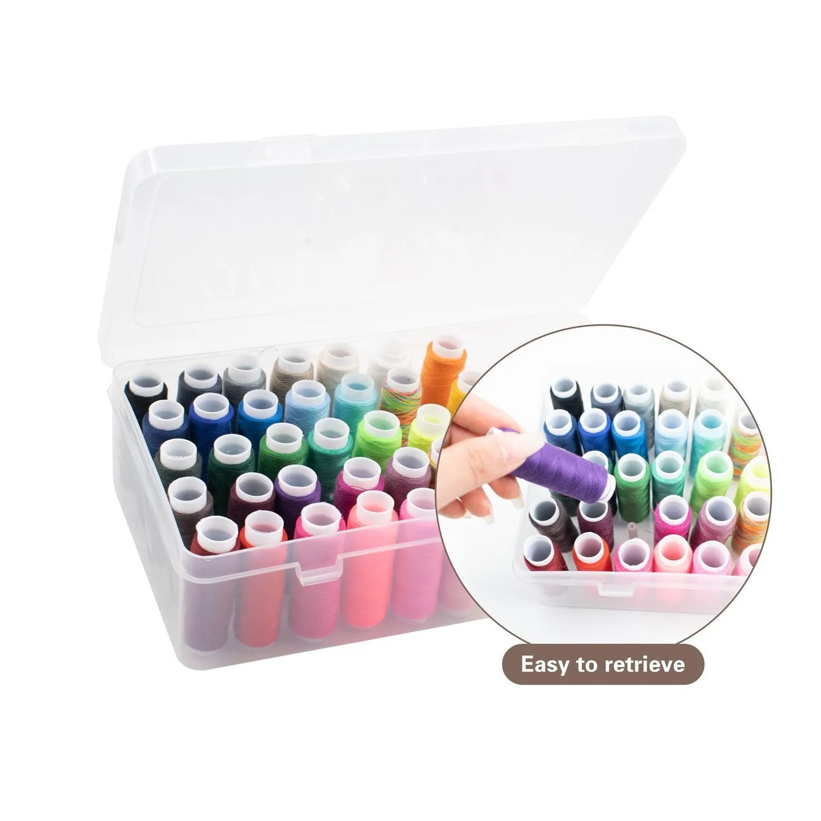 42 compartment plastic storage box with transparent lid for embroidery thread organisation