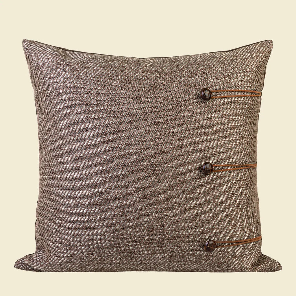 Chinese ancient style 45cm square cushion with feather velvet filler in maillard colour patterns