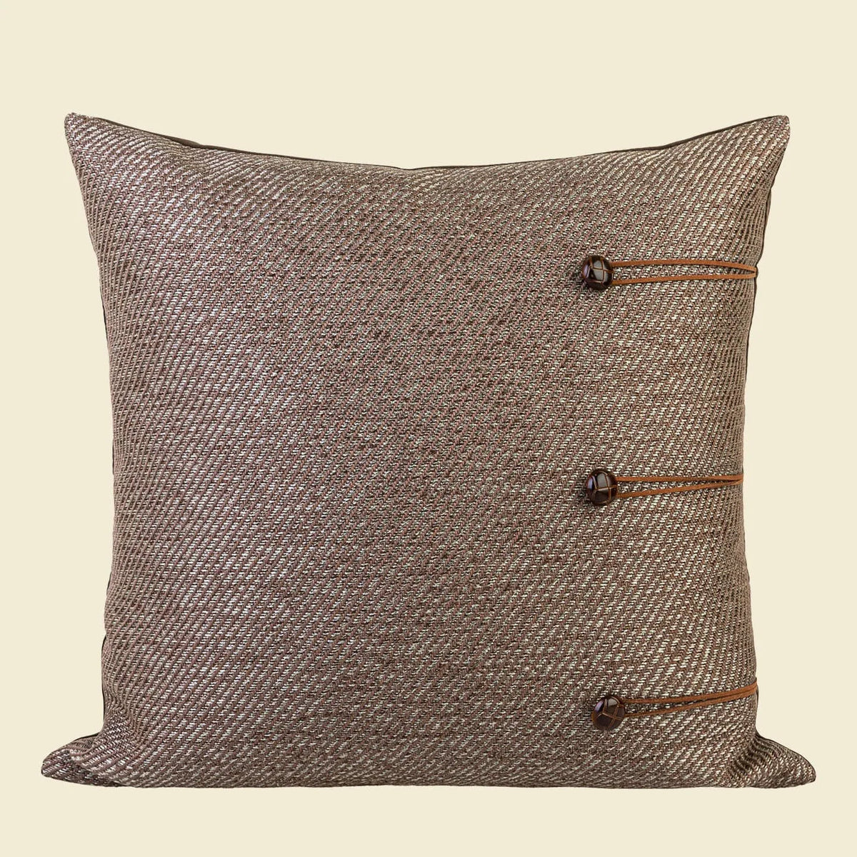 Chinese ancient style 45cm square cushion with feather velvet filler in maillard colour patterns