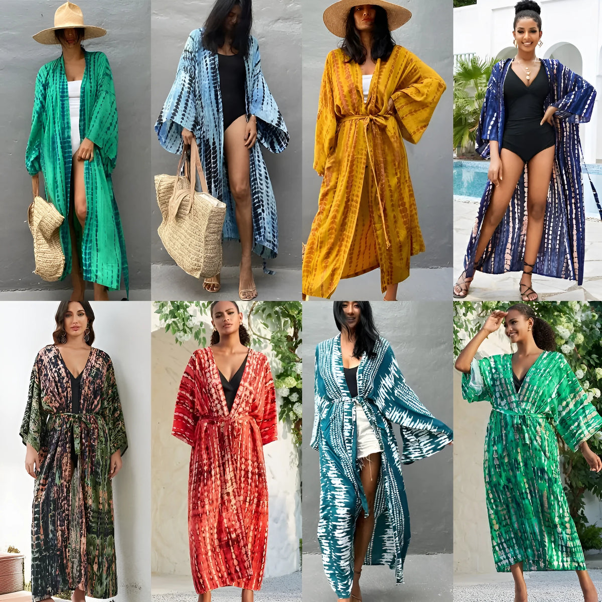 Women's long loose cotton beach cover-up shirt in printed DN0712 colour design.