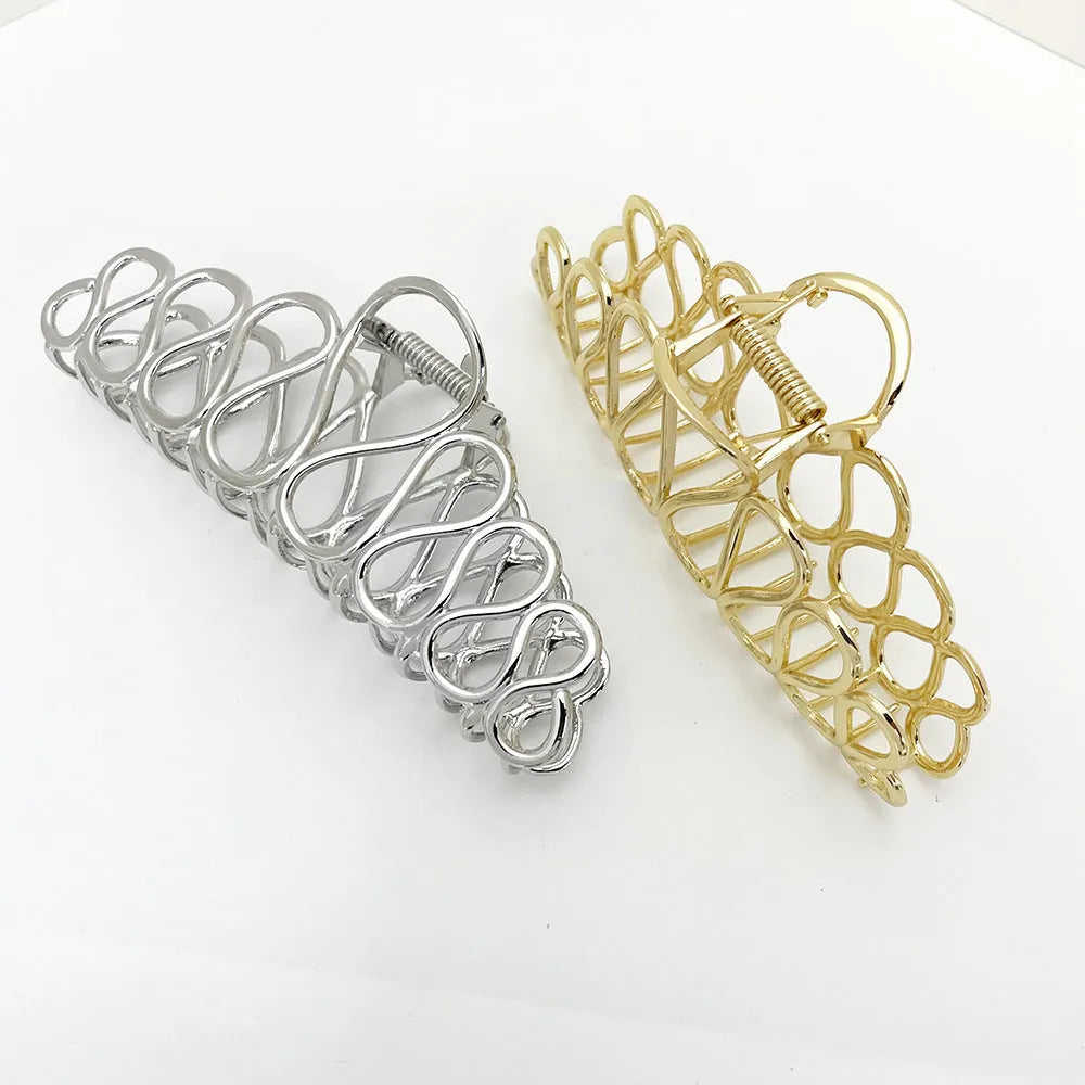 Gold or silver electroplated large minimalist updo hair clip with tassel detail for thick hair