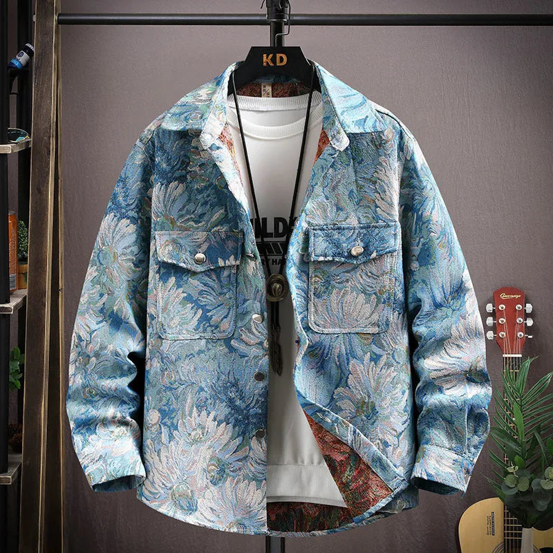 Casual lapel shirt coat in long sleeve design with straight hem, available in multiple colours