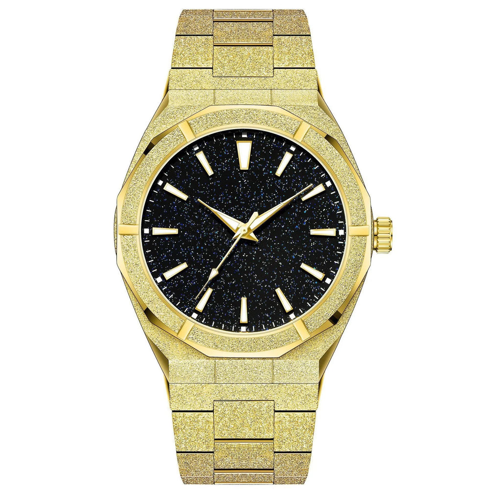 Men's business watch with frosted stainless steel case and luminous hands in silver colour option