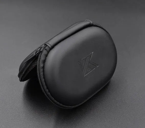Black oval leather earphone storage case for EDX PRO and compatible headphone models