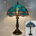 Stone Tiffany-style table lamp with a detailed dragonfly design in multiple colour options.