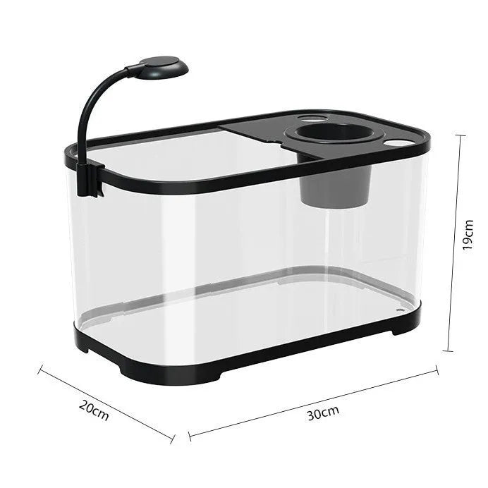 Desktop smart fish tank with integrated ecological filter system in luxury white colour