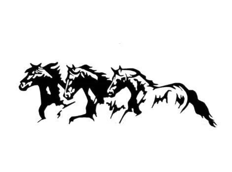 Three Horses Auto Decal vinyl car sticker showing steed design measuring 25cm by 8cm