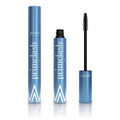 Eye black make-up tool with a small brush head and integrated comb for eyelash application and grooming.