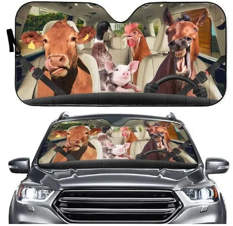 Telescopic aluminium foil car sun visor extended on a car windshield