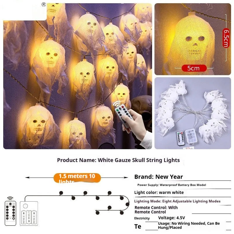 Halloween coloured LED fairy lights with battery box for indoor wall decoration.