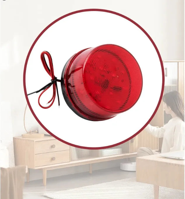 Ji'an Electronics HC-79 red 24V warning alarm light with strobe and sound, 73mm diameter