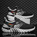 Men's white blue and black platform casual running shoes with mesh upper and cross shoulder straps