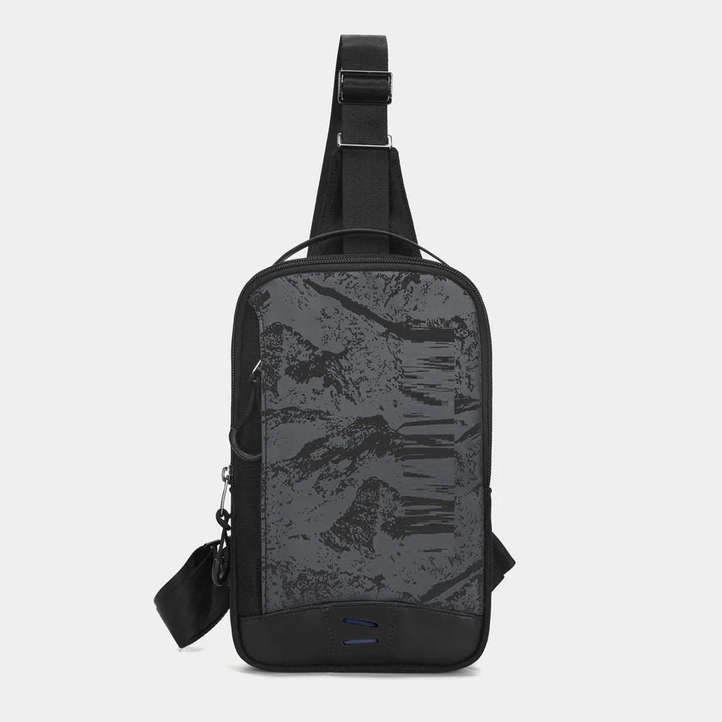 Casual black TPU chest bag with camouflage pattern and shoulder strap