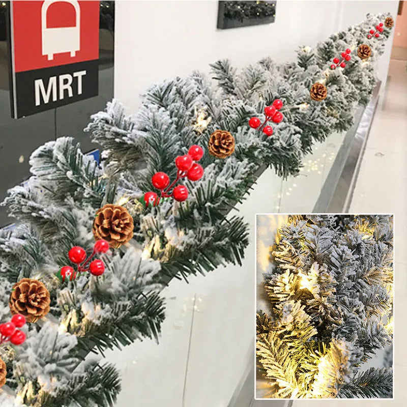 Christmas decorative rattan vine with artificial snow flocking in three length options