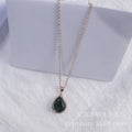 Water drop rose gold rhinestone geometric necklace pendant in pink colour with alloy construction