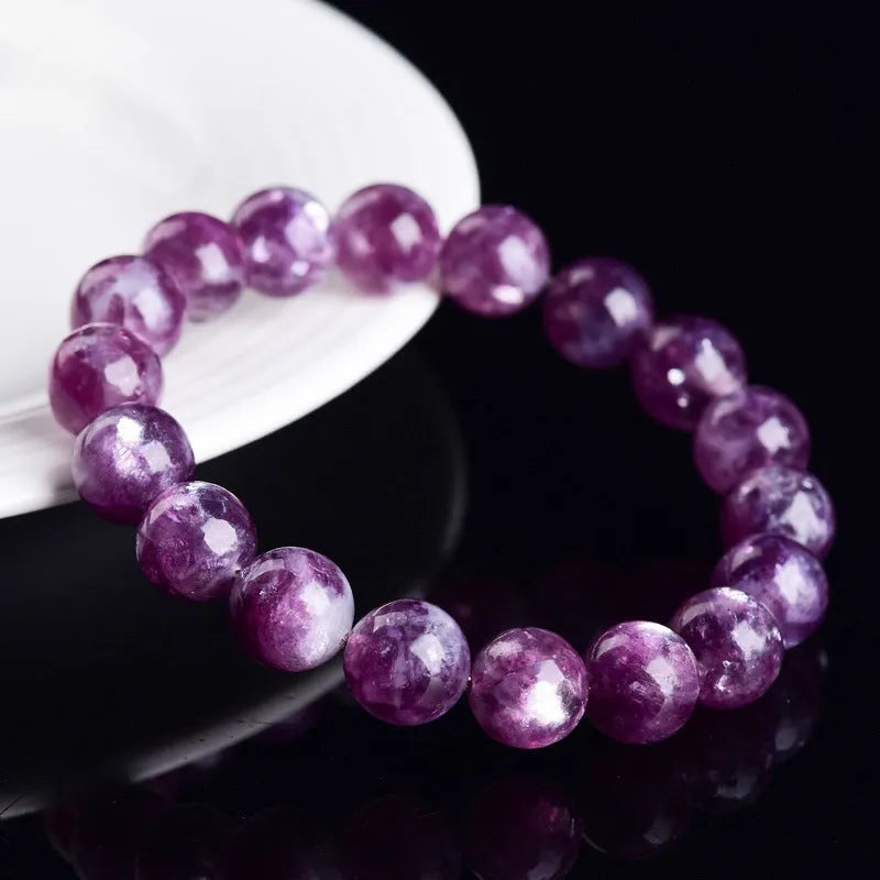 Polished purple crystal bead bracelet in Korean style geometric unisex design.