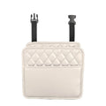 Leather car hanging storage bag organiser measuring 25x25x8cm in black, pink, green, or white