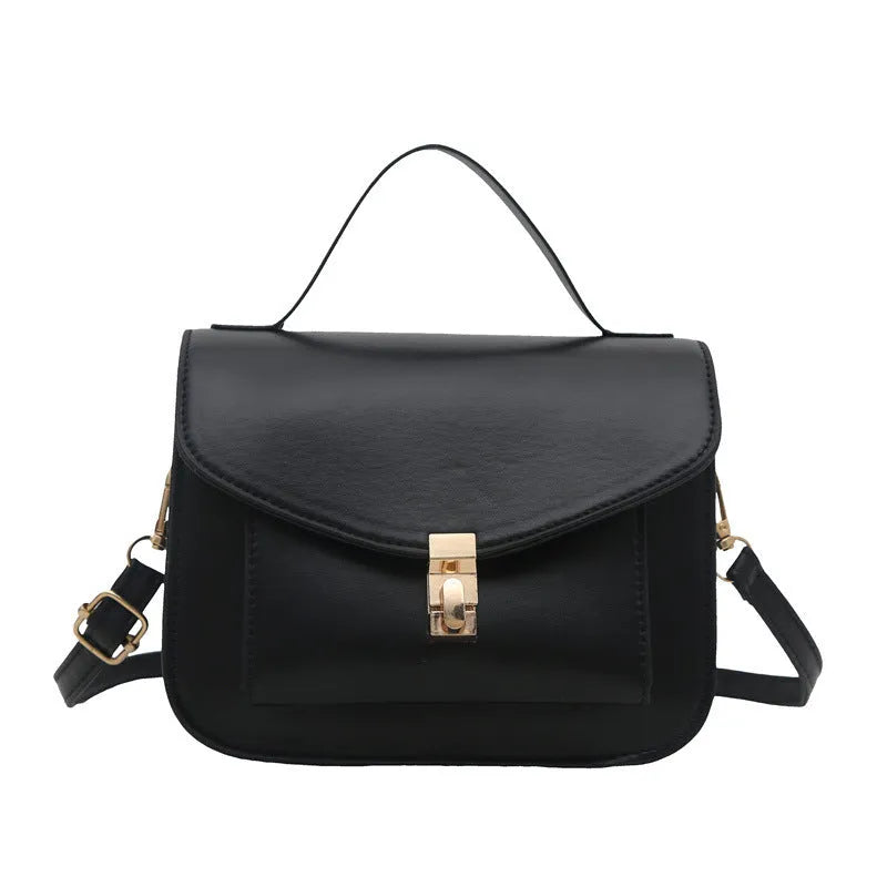 Retro style PU messenger bag with sandwich pocket in dark brown colour