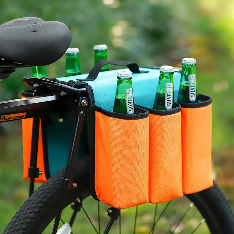 Bicycle double-sided drink holder bag with anti-scratch shelf and 2-litre storage capacity