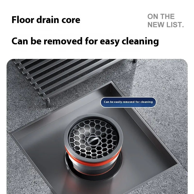 304 stainless steel courtyard floor drain with 15x15cm square grille in gun grey colour