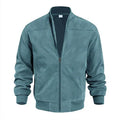 Men's casual plus size suede jacket with zip closure in army green colour