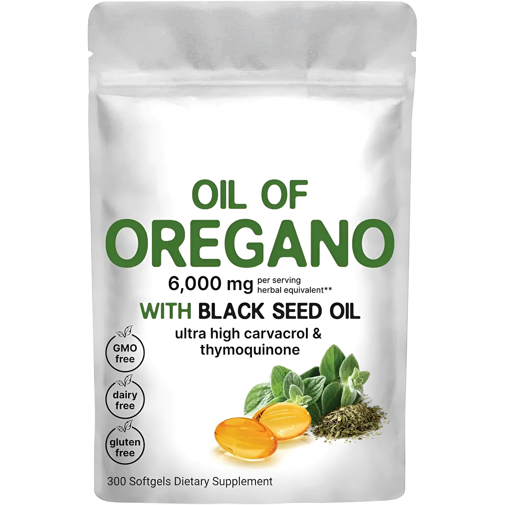 Pack of Butter Black Seed Oil Soft Gelatine Capsules, showing 180 or 300 count option.