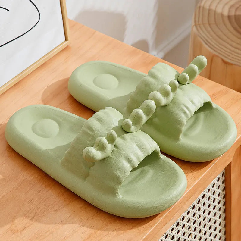 Deer horn design flip flop slippers with non-slip soles in light yellow colour