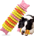 Blue natural rubber caterpillar-shaped dog chew toy for aggressive chewers