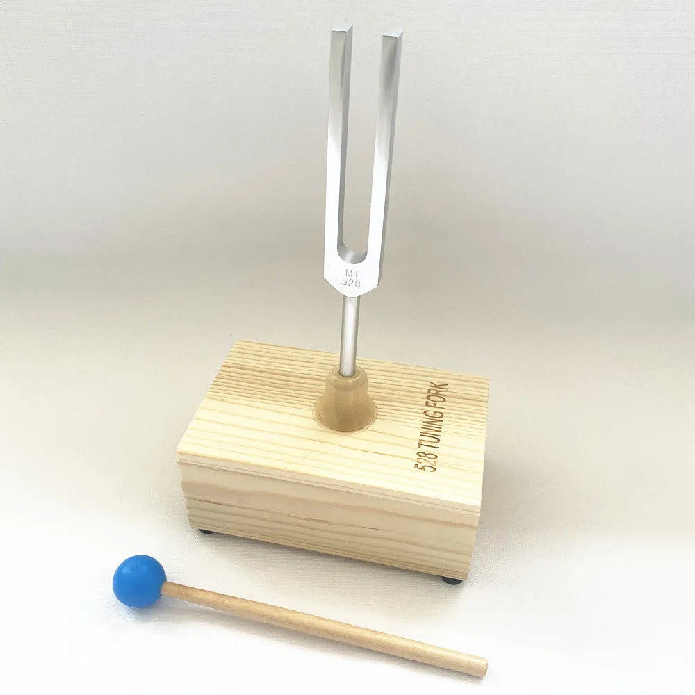 Aluminium alloy 432Hz tuning fork with speaker attachment in protective packaging