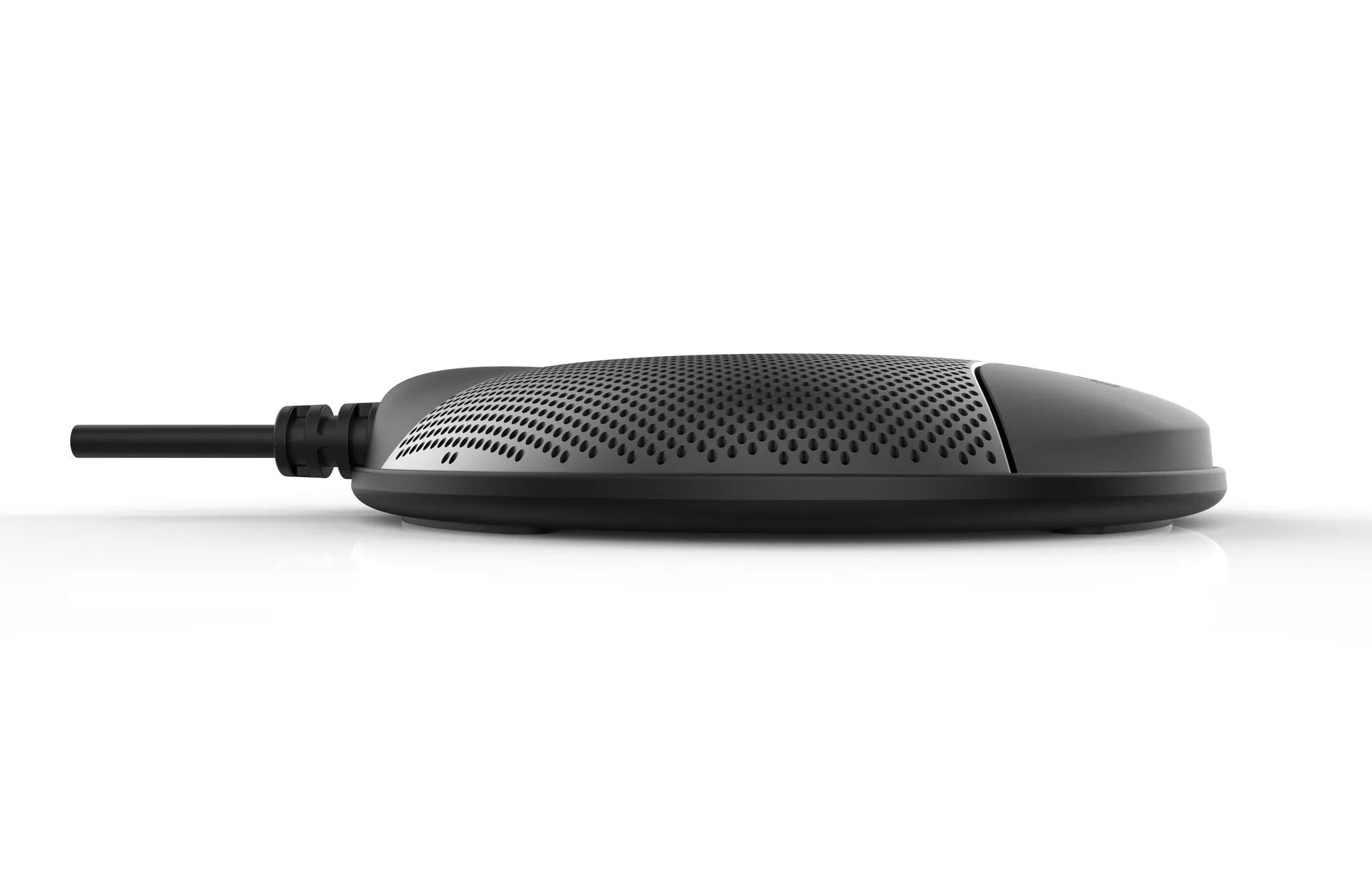 Black A7 USB condenser desktop microphone for conference calls measuring 9x9x1.7cm