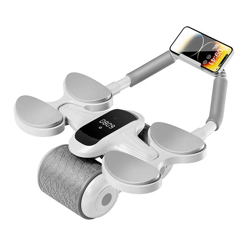 White belly rolling fitness equipment with LED timing counting screen