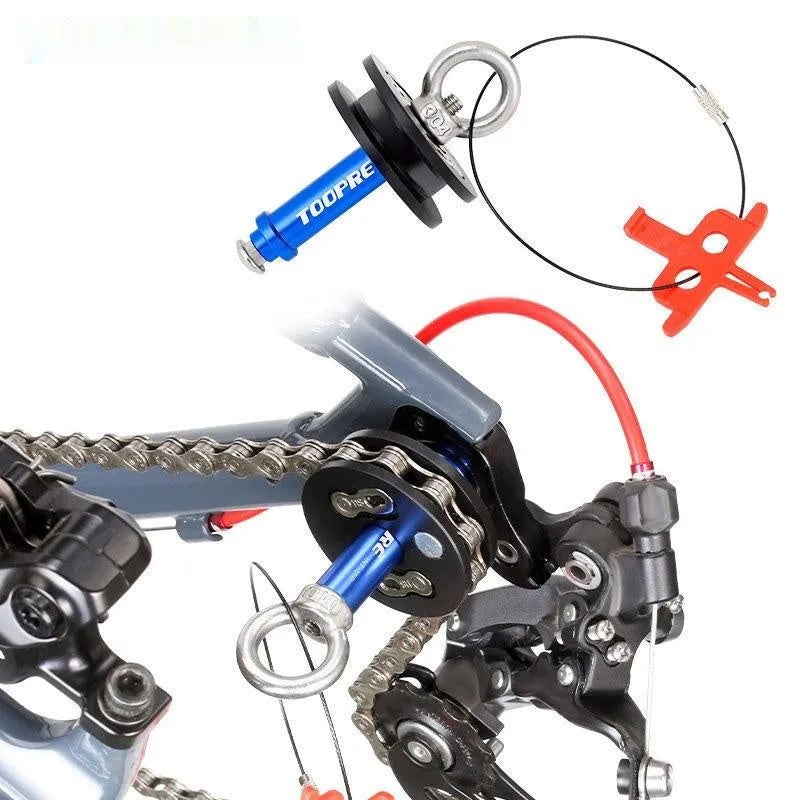 Aluminium bicycle chain holder tool with three format versions for workshop maintenance