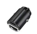 Mini black car cigarette lighter charger with zinc alloy construction measuring 45mm