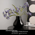 Ceramic round belly French decorative vase with artificial orchid flowers in black or white colour options