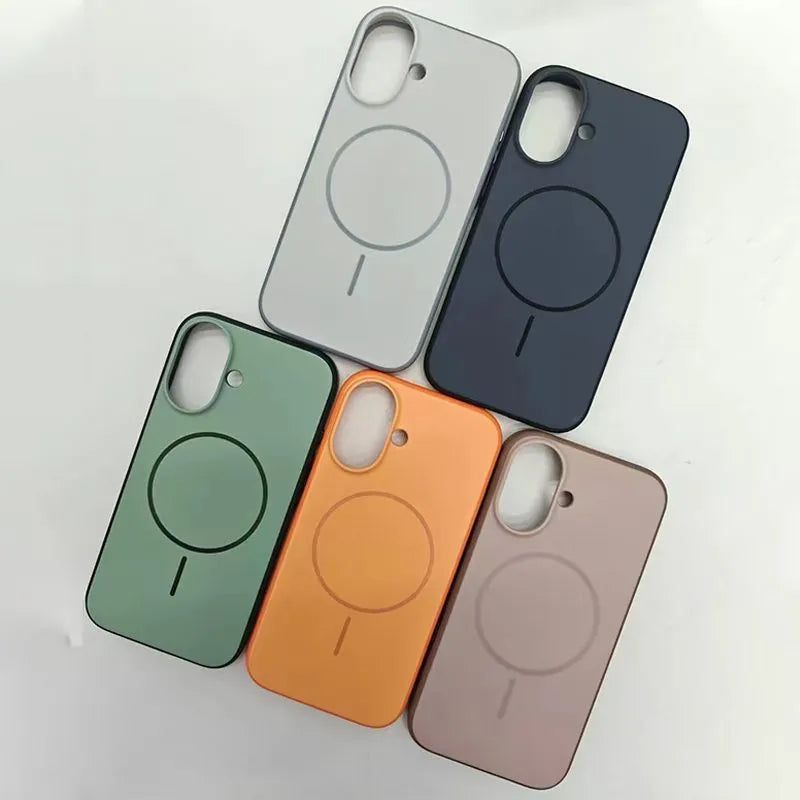 Blue frosted magnetic protective case for iPhone 16 and iPhone 17 Pro Max phones
