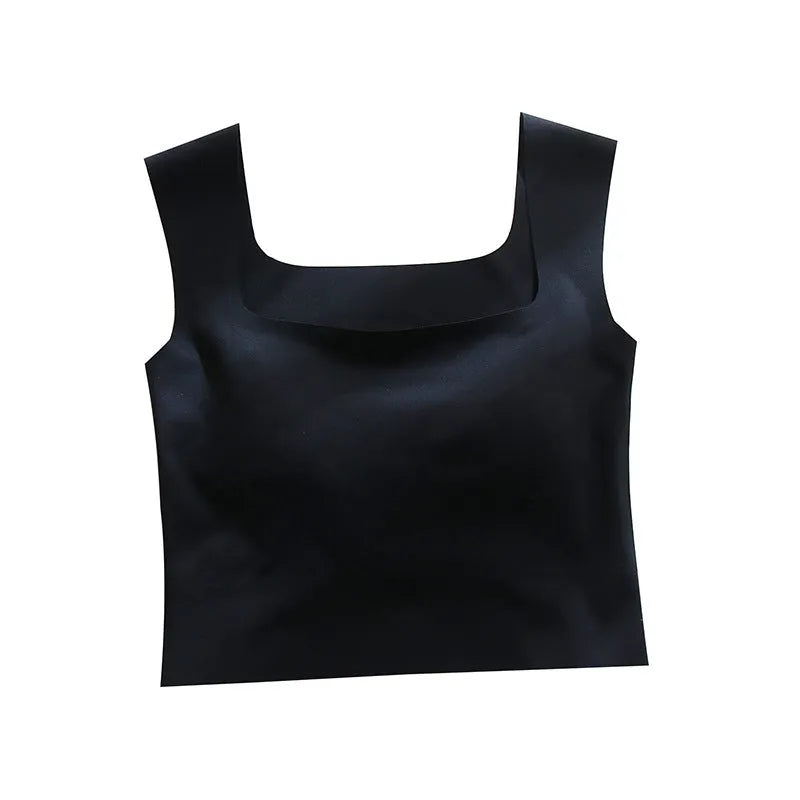 Women's non-marking sling vest with chest pad in nylon fabric with thin mould cup
