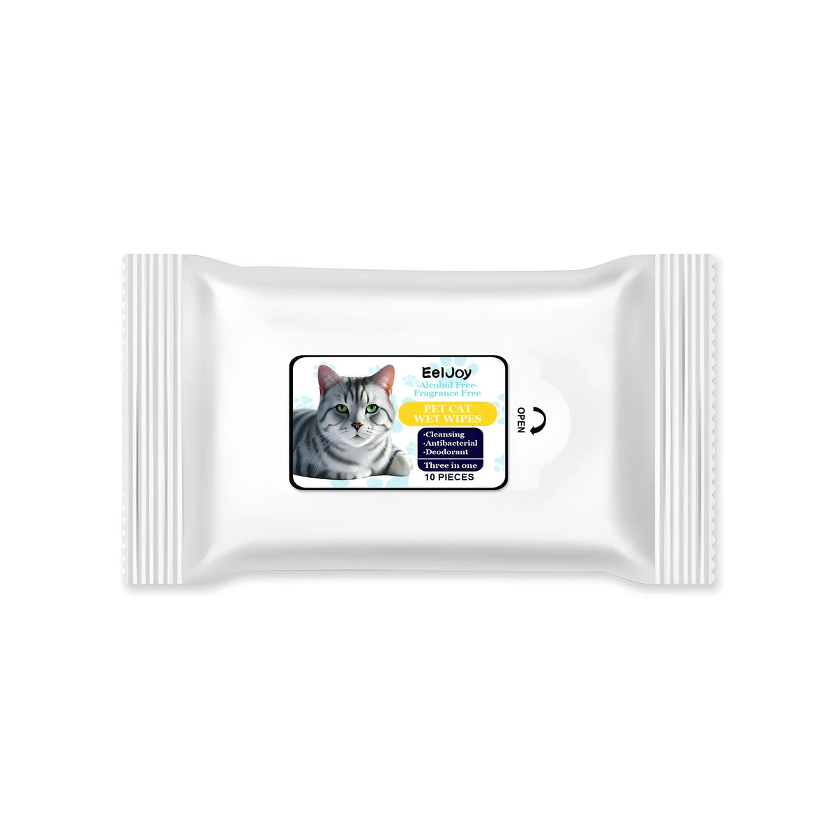 Pack of 10 pet wet wipes for tear stain cleaning with coconut oil glucoside and golden chamomile extract