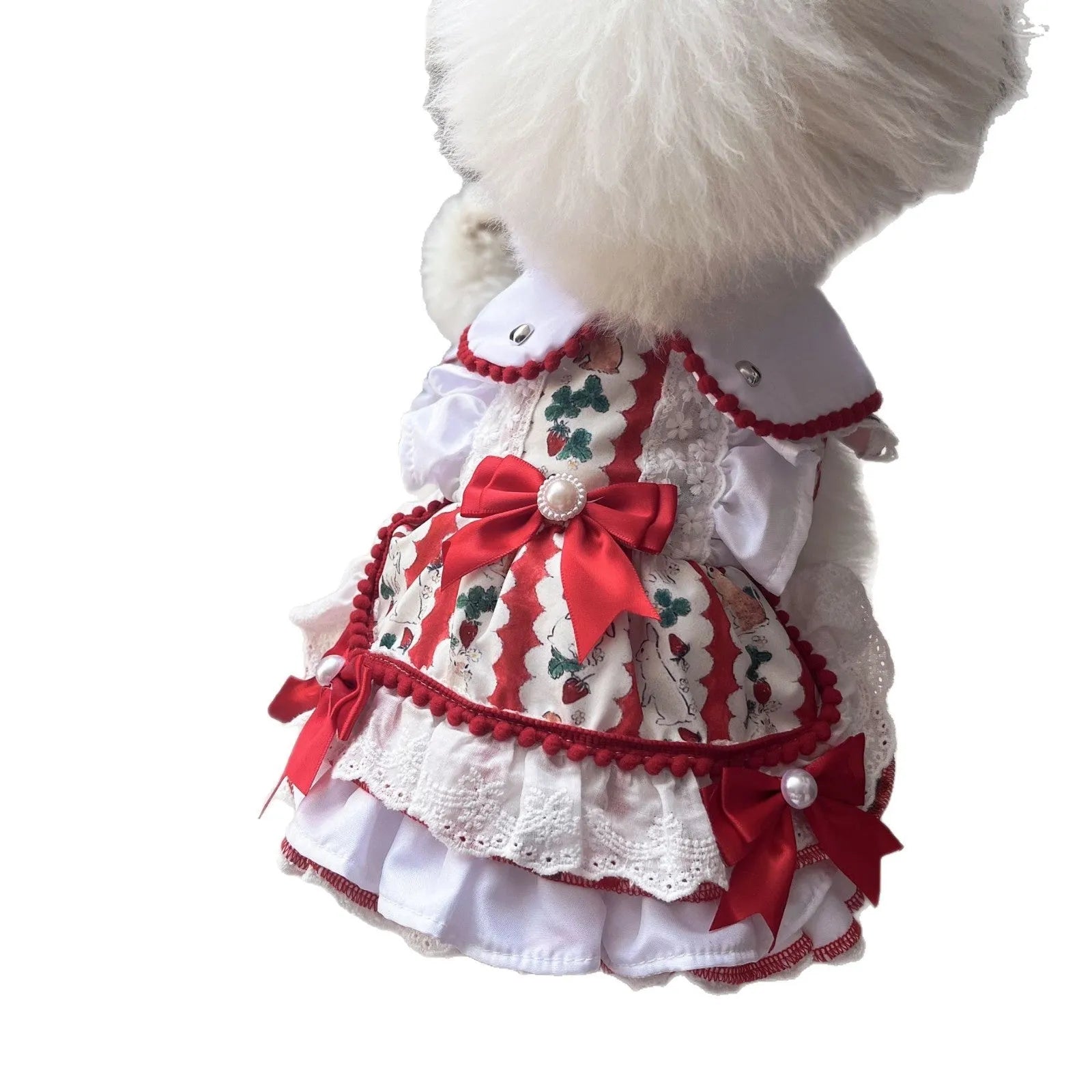 Rabbit pattern princess-style dog dress in polyester fabric for small dogs