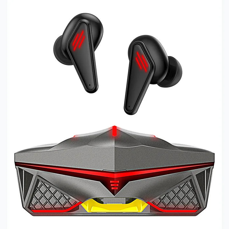 K98 Black wireless TWS earbuds and charging case on a dark surface