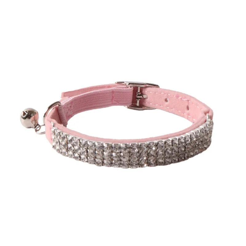 Flocked flannel cat collar with elastic buckle in six colour options