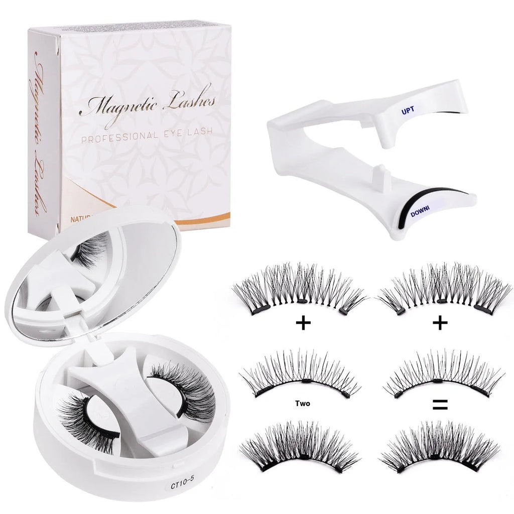 Portable magnetic false eyelash kit with built-in soap holder compartment