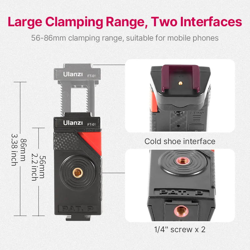 Black octopus-style flexible tripod with phone clip extended to 360mm length
