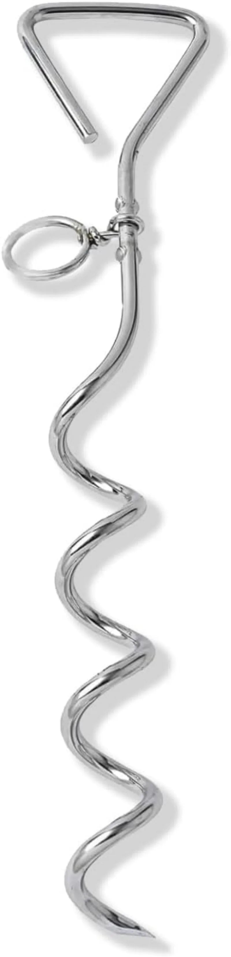 Spiral dog tie out stake anchor with rust-resistant steel construction measuring 40cm length