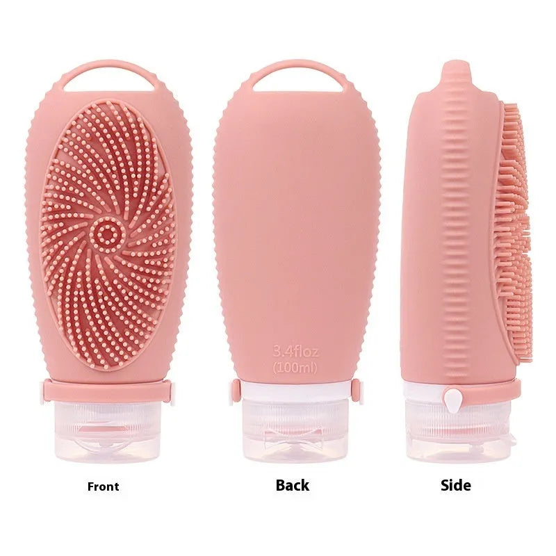 Silicone bath brush storage bottle in various colours with 100ml capacity for bathroom organisation