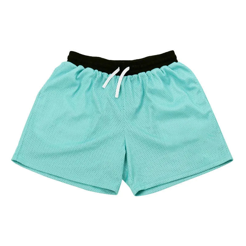 Men's solid-colour mesh quick-drying shorts in chemical fibre fabric for summer sports