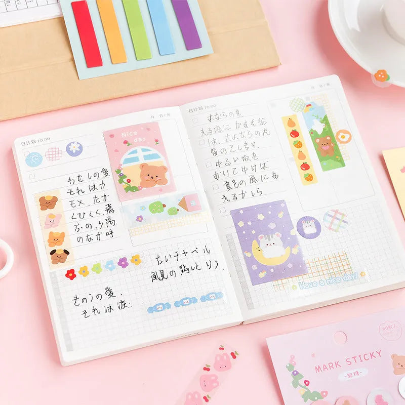 Pack of PVC plastic index stickers in various colours and styles, sized 15mm by 50mm for page marking.