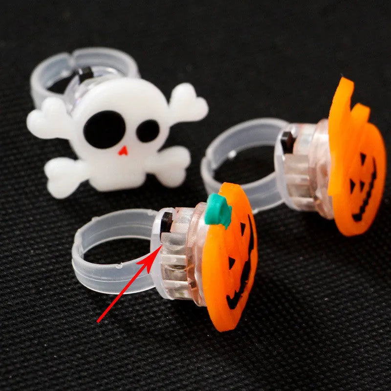 Halloween glowing brooch ring in plastic and electronic construction, available in all sizes for festive use