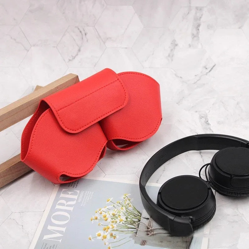 AirPods Max protective leather case in black, red, white, green, and blue colour options