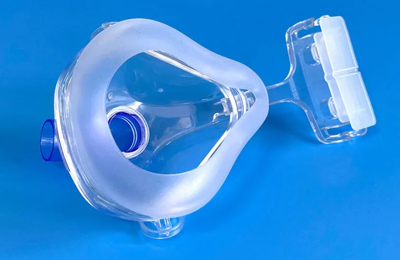 CPAP breathing mask ventilator accessories kit with transparent silicone mask and adapter elbows